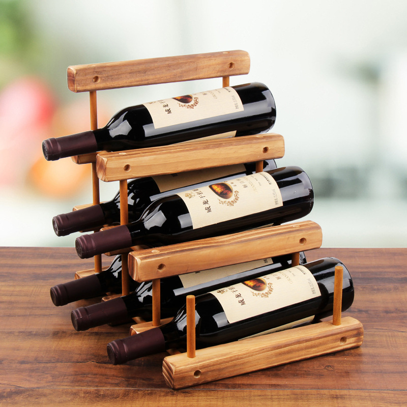 Solid Wood Red Wine Rack DIY Free Assembly Wine Rack European Style Wine Glass Rack Household Red Wine Rack Creative Desktop Ornaments