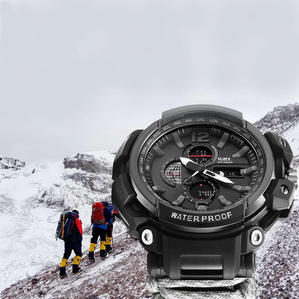 Wilderness Survival Outdoor Mountain Climbing Travel Depth Waterproof Watch Multifunctional LED Light Umbrella Rope Watch