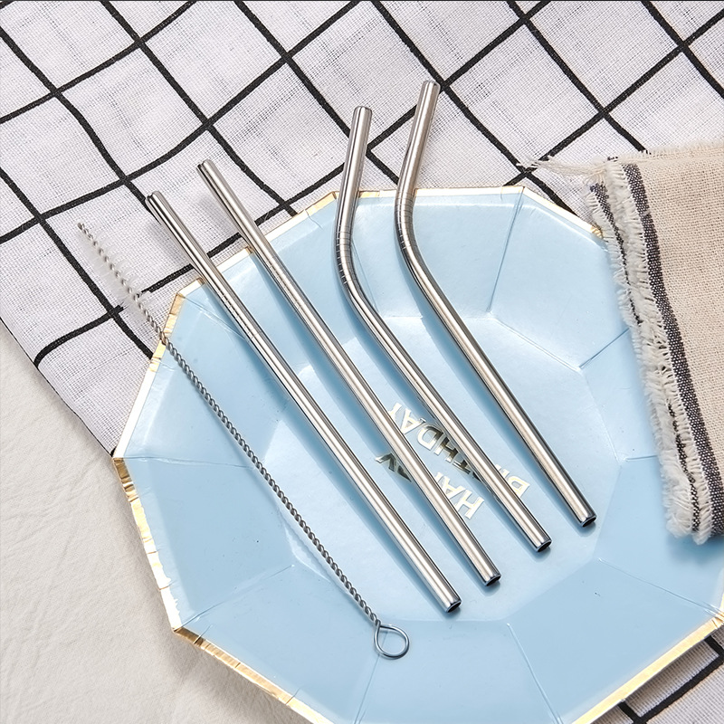 Креативный набор коротких соломинок для детей из нержавеющей стали 304, титановый цвет, металлические прямые и изогнутые соломинки