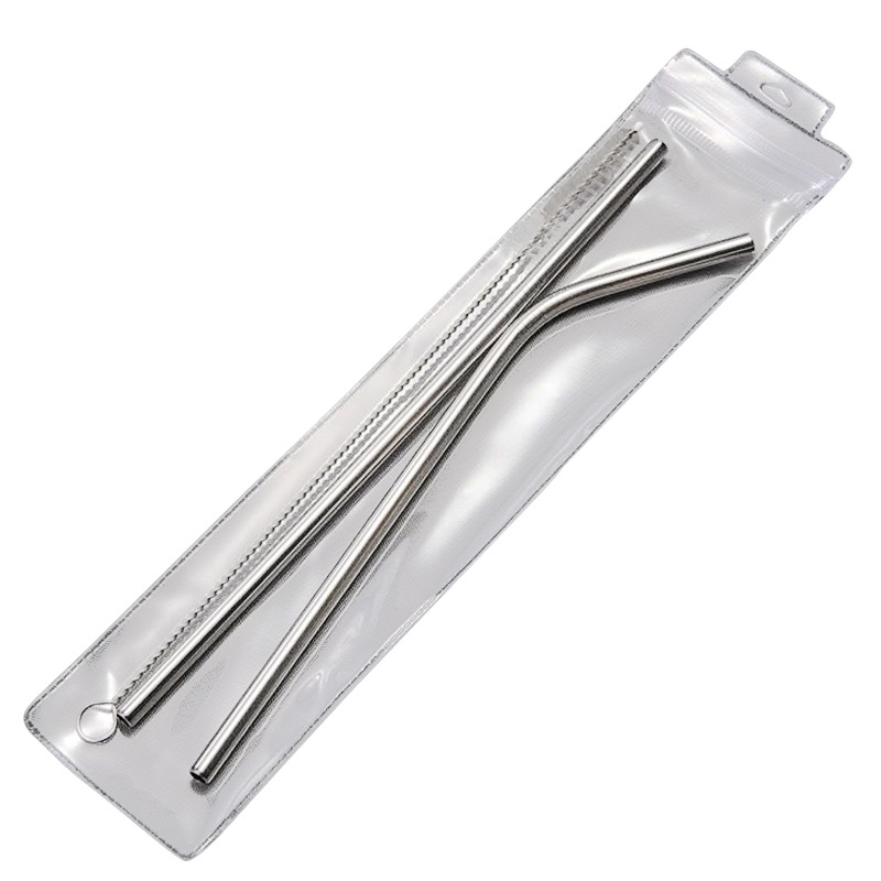 Creative children's 304 stainless steel short straw titanium color Metal beverage coffee straight curved small straw set