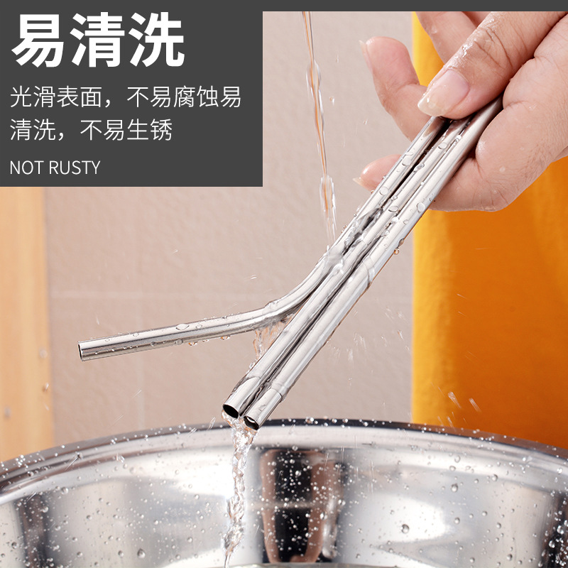 304 stainless steel straw juice coffee milk tea straw straight thread elbow drink straw with straw brush
