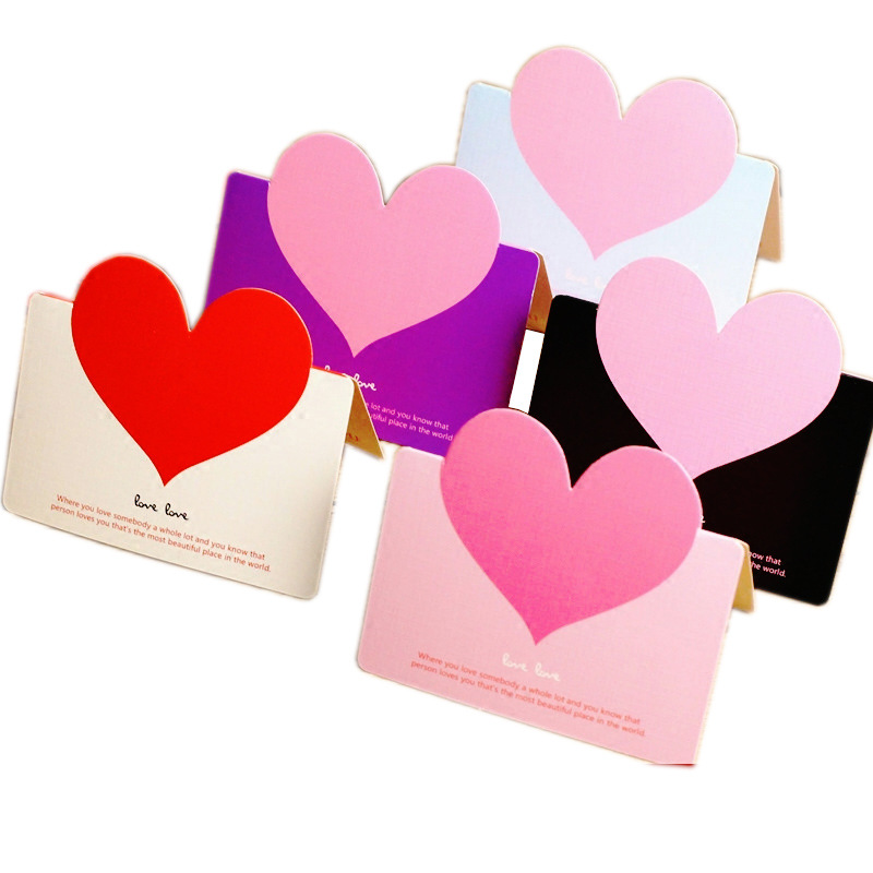 Wholesale In-Stock Heart-Shaped Greeting Cards Blank DIY Valentine's Day Christmas Creative Gratitude Blessing Birthday Small Cards