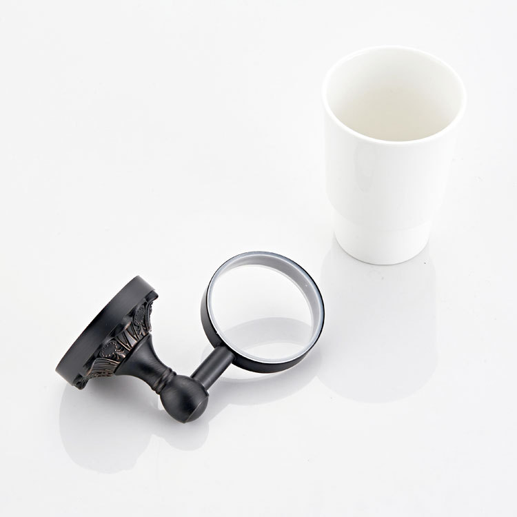 Flower Chassis Black Mouthwash Cup Single Cup Holder Black Bronze Copper Material Bathroom Hardware Pendant Wholesale Manufacturer Single Cup