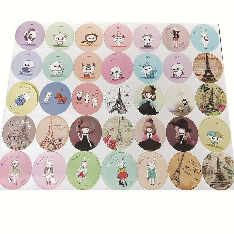 Cosmetic Mirror Korean Version Cute Mini Cosmetic Mirror Portable Small Round Mirror Cartoon Tinplate Mirror Manufacturer Wholesale
