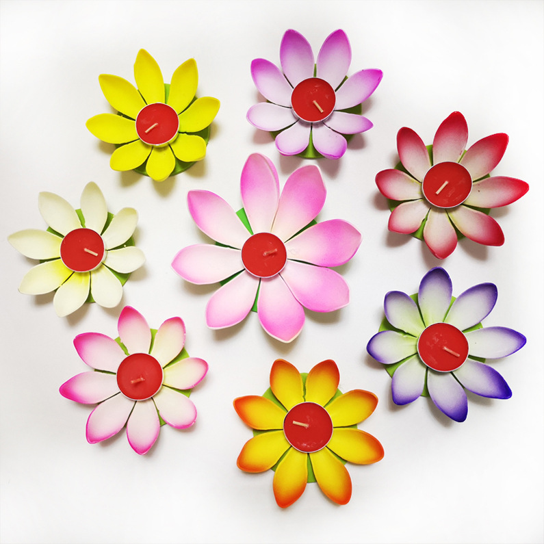 Single-Layer Petal Plastic Wishing Lantern Lotus Lantern Mid-Autumn Festival Lotus Lantern Water Lantern Candle River Lantern Factory Direct Sale