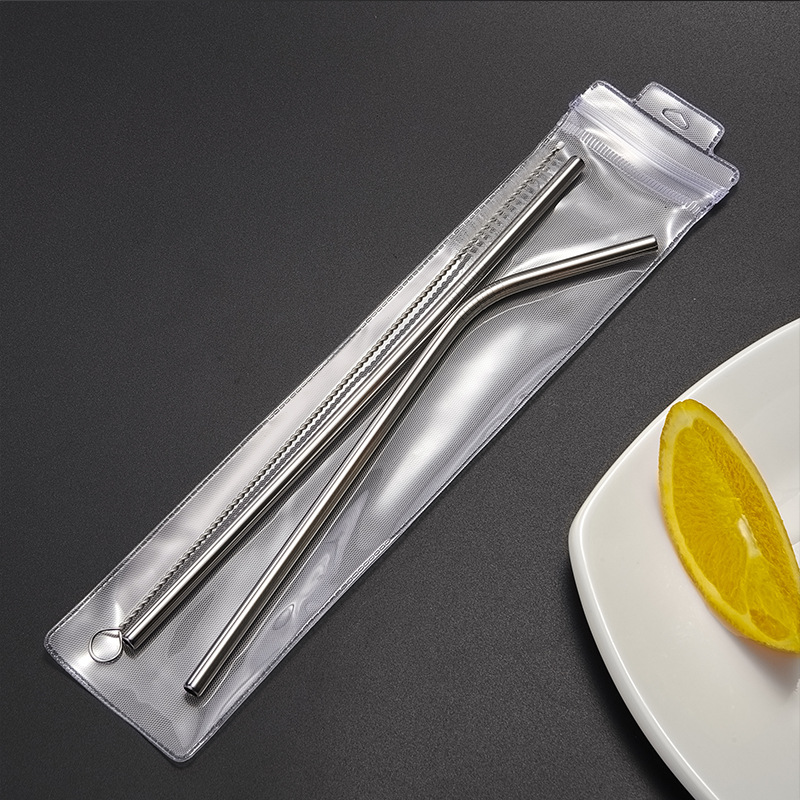 Creative children's 304 stainless steel short straw titanium color Metal beverage coffee straight curved small straw set