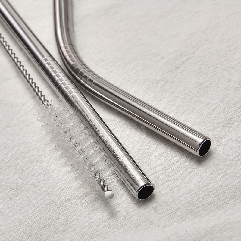 Creative children's 304 stainless steel short straw titanium color Metal beverage coffee straight curved small straw set