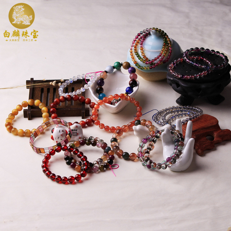 Ювелирные изделия Bai Lin из натуральных кристаллов, кристалл из порошка турмалина, аметист, супер семь, морское синее сокровище, гранат, фиолетовый сосна