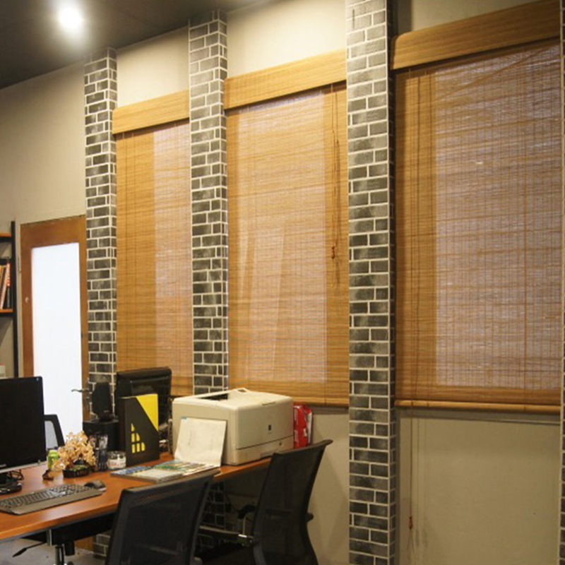 Sunscreen Bamboo Curtain Roller Blind Sunshade Windproof Transparent Balcony Curtain Famous Dormitory Teahouse Restaurant Manual Adjustable Varnish Waterproof