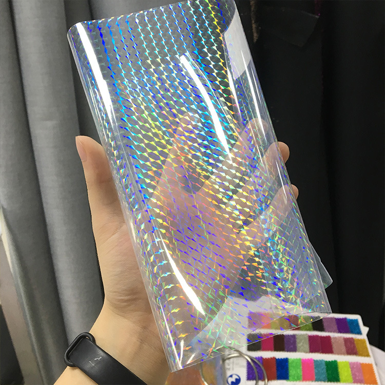 Factory Direct Sales of 0.4mm Laser Transparent Pvc Film, Iridescent Transparent Material for Handbags, Luggage, Shoe Materials, Crafts, Etc
