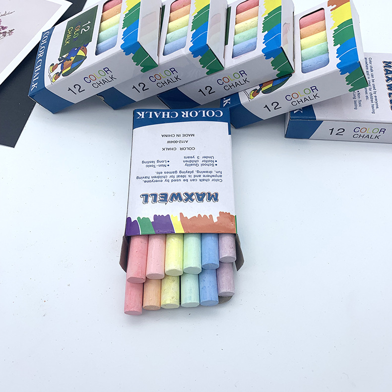 Dust-free colored chalk in stock wholesale 12 PCs/boxed children's drawing board chalk teaching accessories teacher chalk