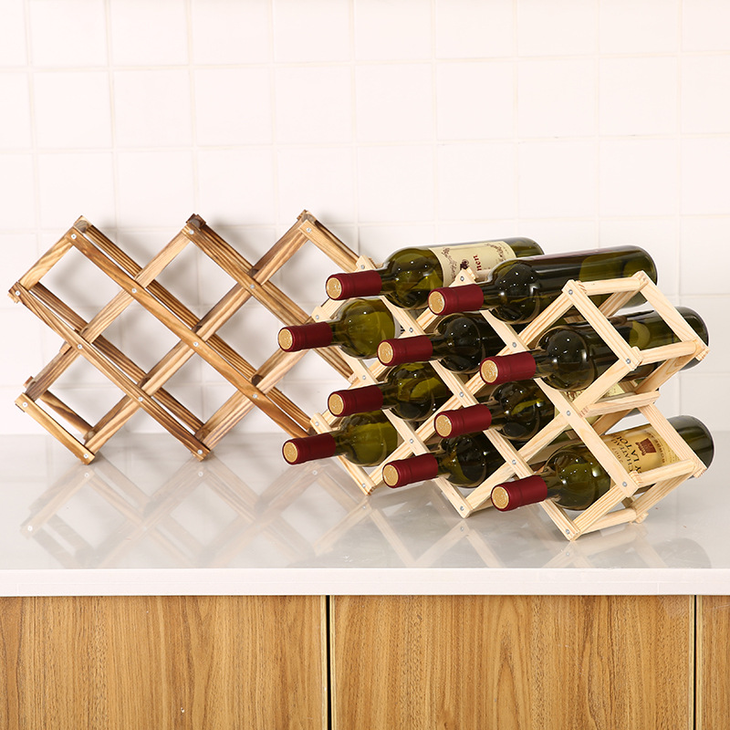 Solid Wood Creative Folding Red Wine Rack Home Wine Rack Solid and Practical 10 Bottled Creative Red Wine Rack