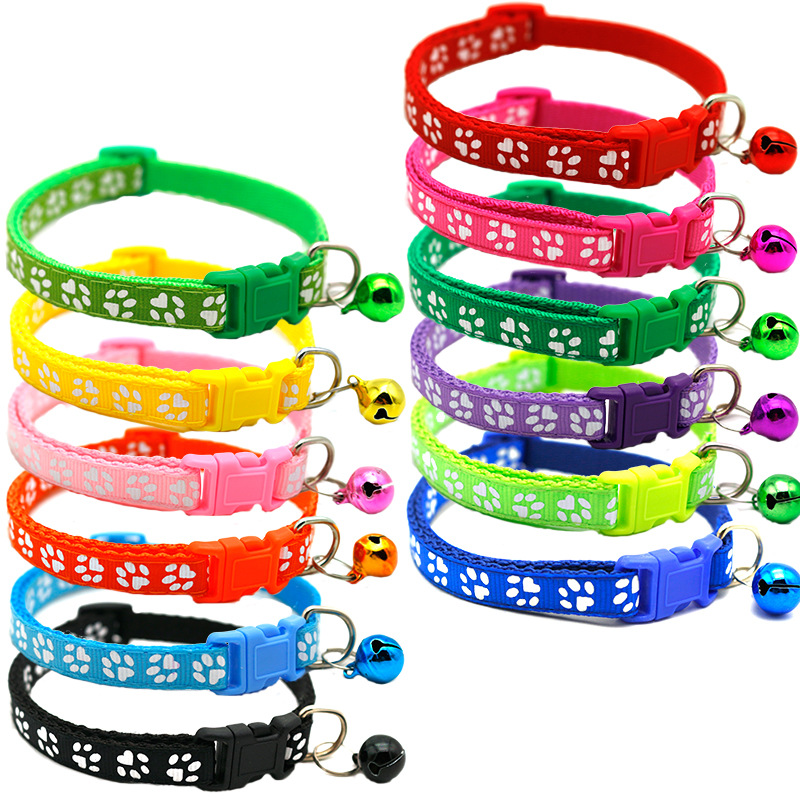 Pet Patch Collar Dog Cat Collar Single Footprint Paw Print Bell Collar Cat Buckle Collar Explosive Collar