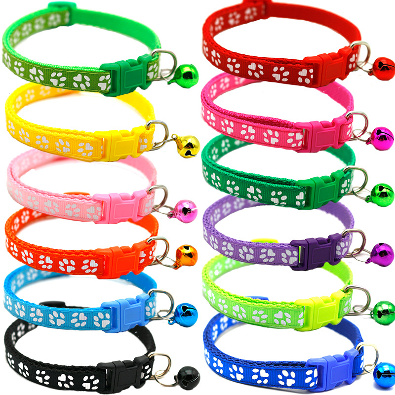 Pet Patch Collar Dog Cat Collar Single Footprint Paw Print Bell Collar Cat Buckle Collar Explosive Collar