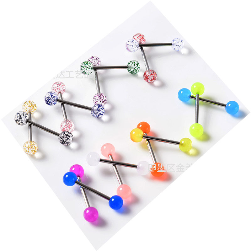 Factory Direct supply UV soft pole luminous tongue nail suit AliExpress human body piercing jewelry nipple ring nail acrylic