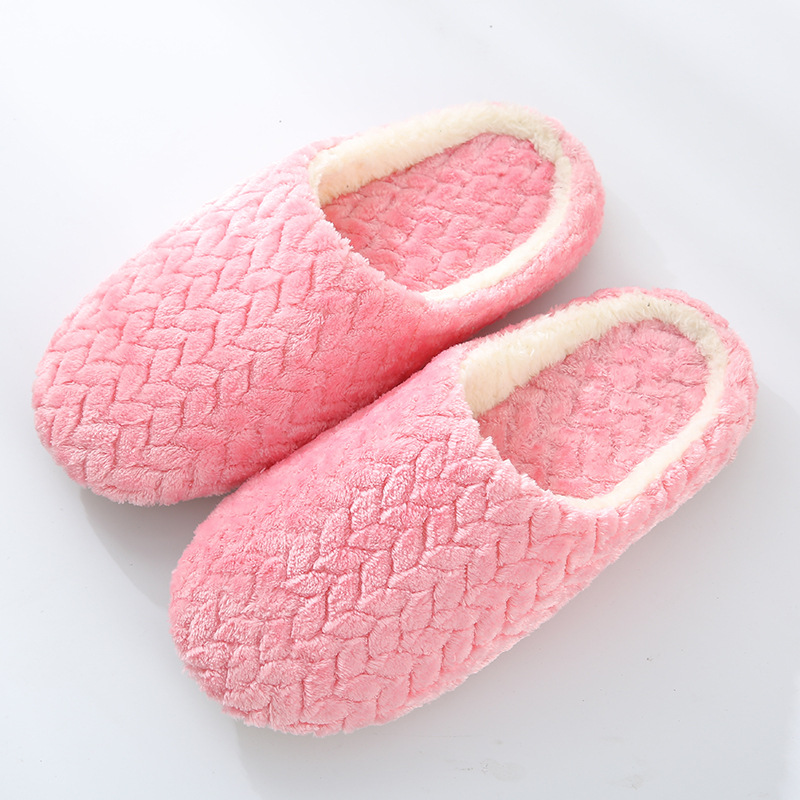 New Jacquard Japanese Soft Bottom Silent Suede Slippers Non-slip Wood Floor Indoor Cotton Slippers