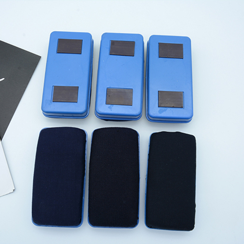 Factory Supply Office Teaching Pen Accessories Blackboard Eraser Magnetic Whiteboard Eraser Blue Shell Dark Cloth Bulk Blackboard Eraser