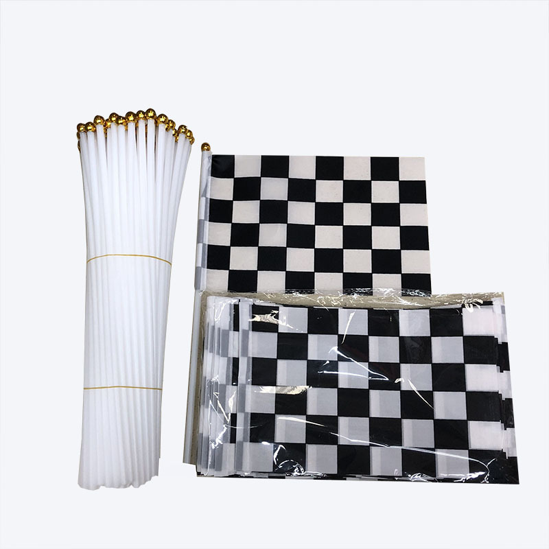 Cross-border supply factory wholesale 14*21cm Chunya textile printing F1 racing flag black and white grid racing hand flag