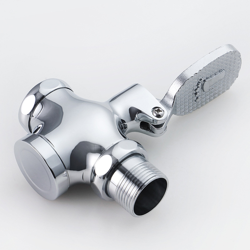 Made in Kangquan copper body squatting toilet flush valve toilet foot-operated stool delay flush valve toilet foot-operated four-way