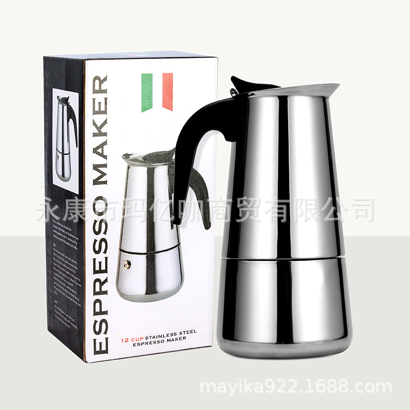 Cross-Border Popular Stainless Steel Moka Pot European Coffee Cup Portable Electric Coffee Pot Wholesale in Stock