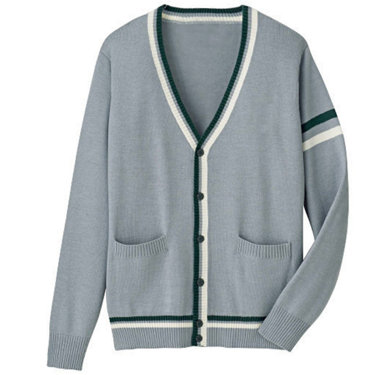 Japanese Light Color Cardigan College Style JK Uniform Sweater Long Sleeve V-Neck Knitted Sweater Sailor Suit Cotton Jacket