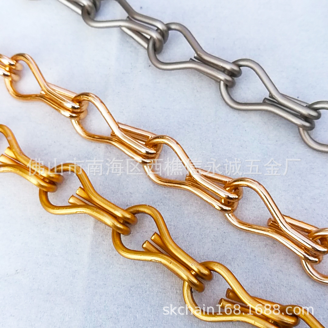 2.0mm Aluminum Double Hook Chain, Double Hook Chain Door Curtain, Metal Hanging Curtain, Metal Decorative Mesh Curtain
