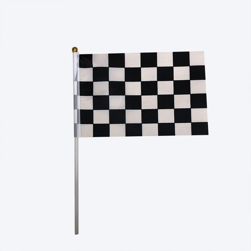 Cross-border supply factory wholesale 14*21cm Chunya textile printing F1 racing flag black and white grid racing hand flag