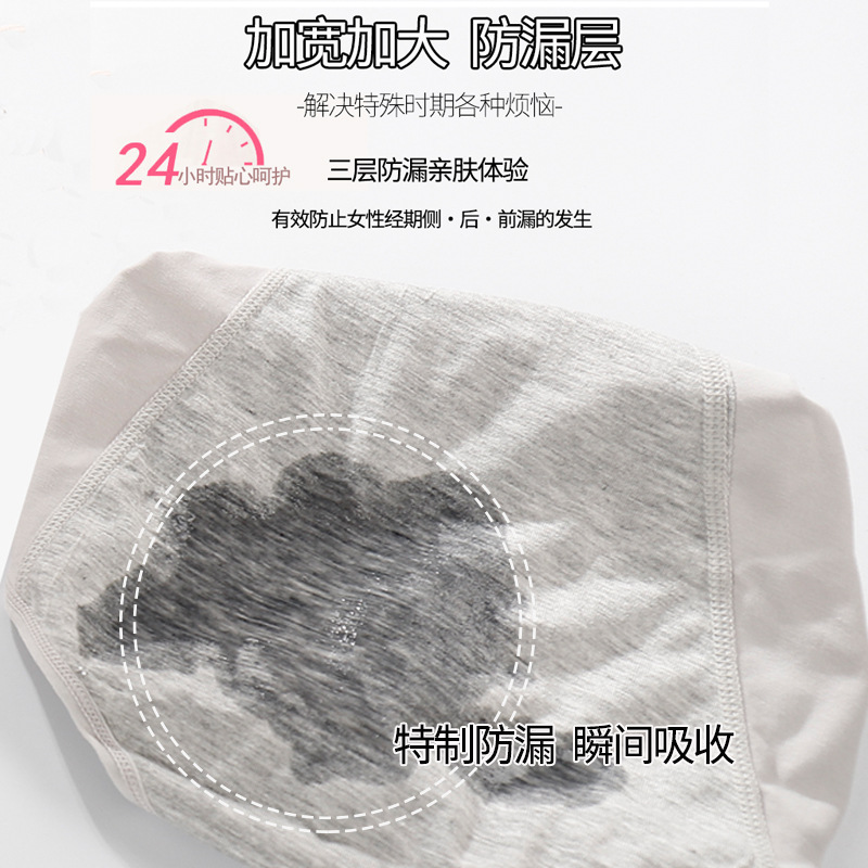 High-Waist Menstrual Underwear for Women, Cotton Menstrual Period, Leak-Proof, Day and Night Use, Plus Size Sanitary Pants, Export Supply