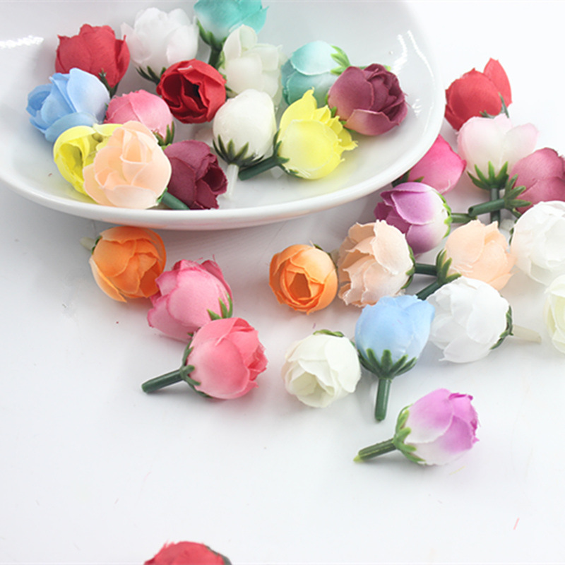 Фабрика прямые 2 см мини маленькие цветочные головки маленькие чайные почки ручная работа аксессуары для головных уборов свадебное украшение цветы оптовая продажа