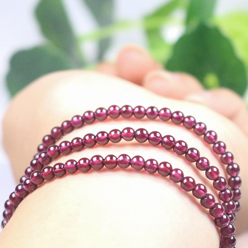Natural purple tooth black garnet bracelet multi-circle Indian purple tooth black garnet three-circle bracelet manufacturers wholesale