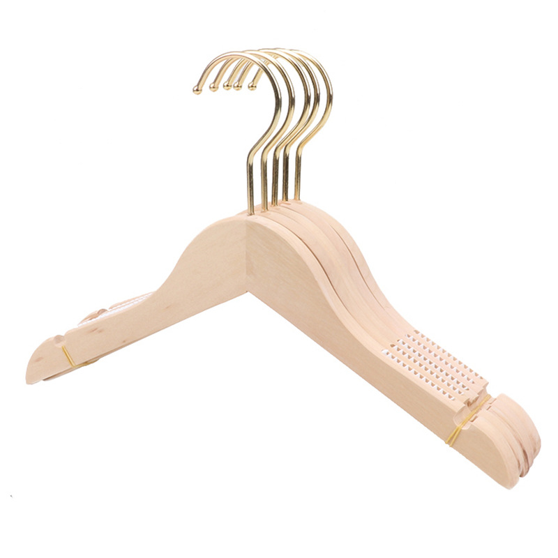 Children's clothes hanger wholesale children's clothing store trouser clip wooden log flocking solid wood clothing store special non-slip clothes hanger