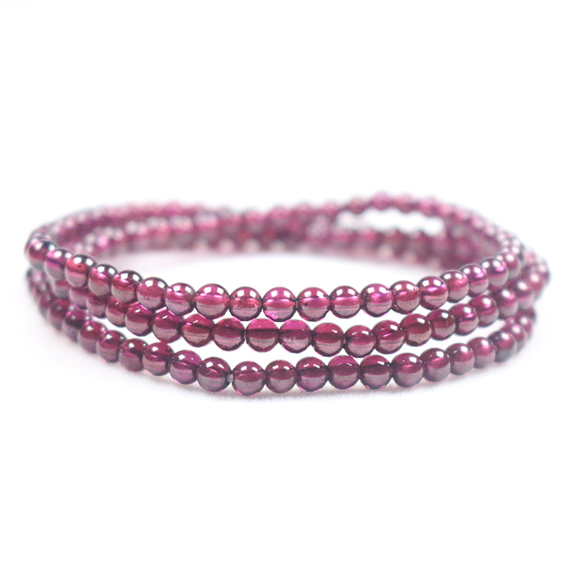Natural purple tooth black garnet bracelet multi-circle Indian purple tooth black garnet three-circle bracelet manufacturers wholesale