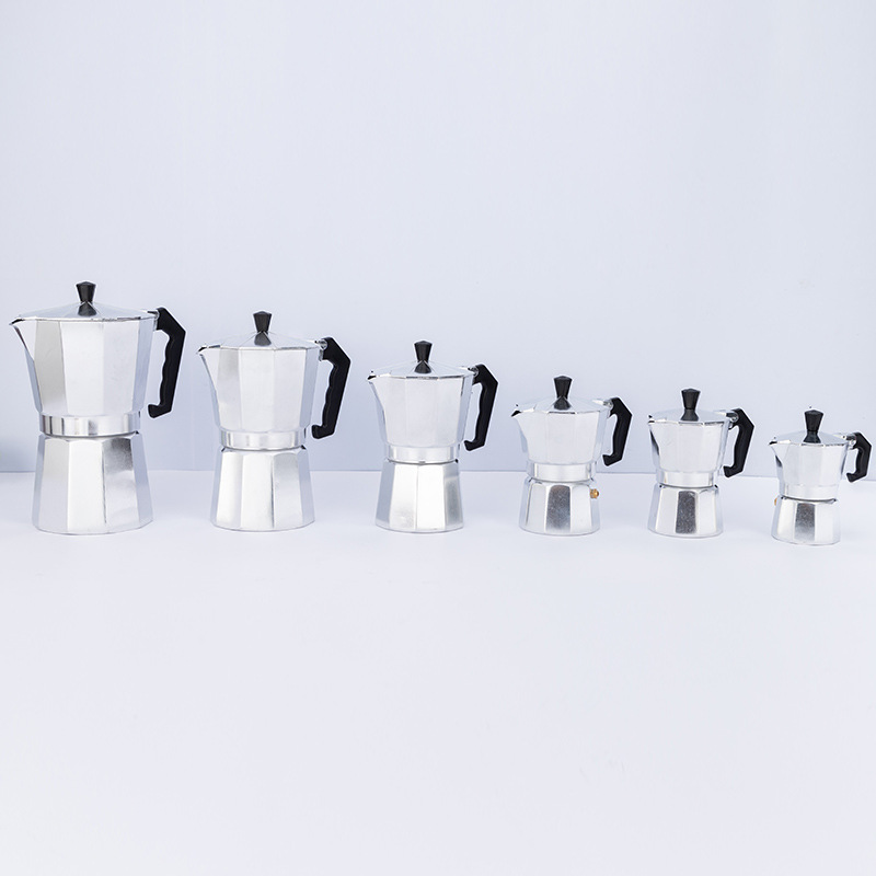 Cross-border explosions Italian aluminum mocha pot European coffee appliance octagonal mocha coffee pot spot wholesale