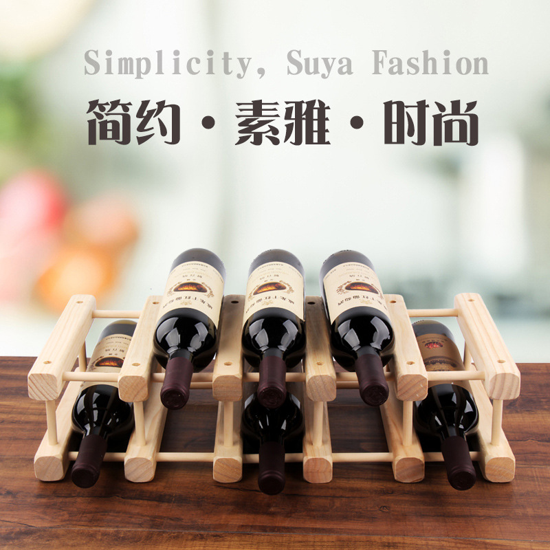Solid Wood Red Wine Rack DIY Free Assembly Wine Rack European Style Wine Glass Rack Household Red Wine Rack Creative Desktop Ornaments