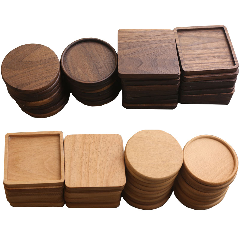 Beech black walnut black sandalwood wooden solid wood coaster wooden tray crafts processing mobile phone bracket lettering