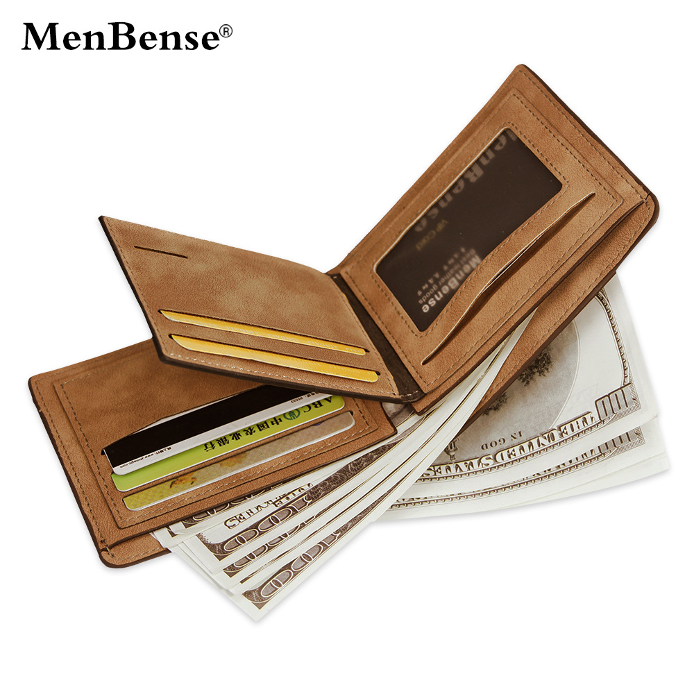 MenBense cross-border new men's frosted short wallet multi-functional fashion casual high quality pu wallet