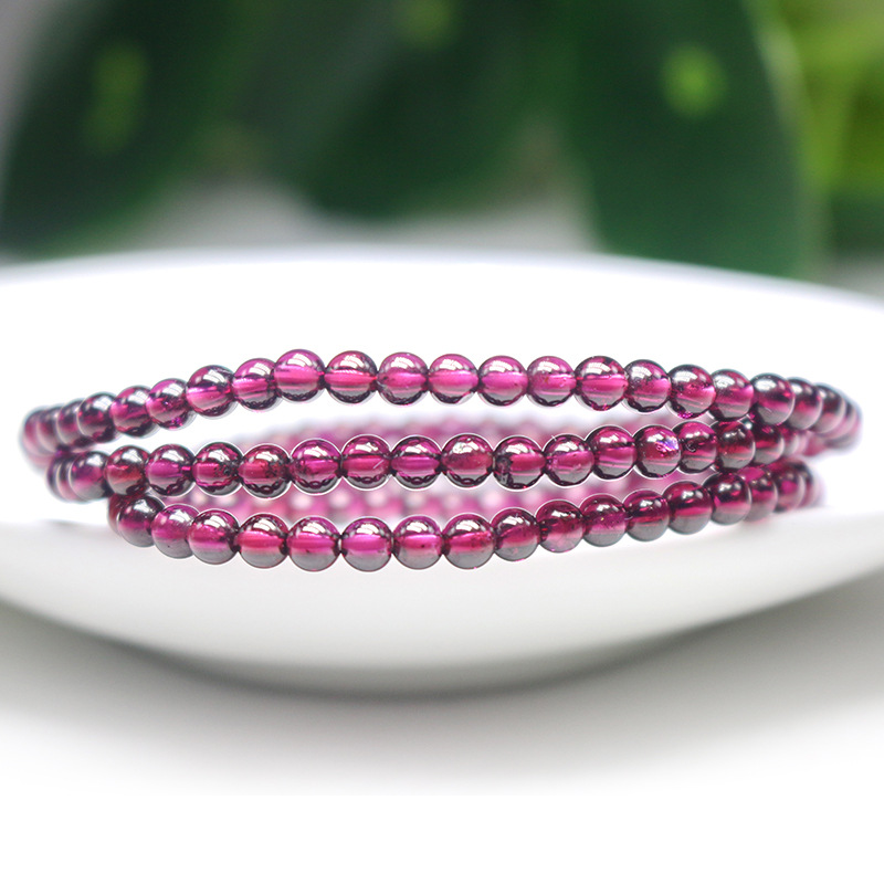 Natural purple tooth black garnet bracelet multi-circle Indian purple tooth black garnet three-circle bracelet manufacturers wholesale