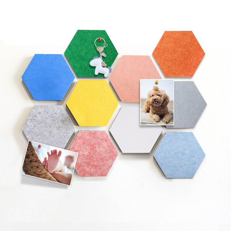 Cross-border felt hexagonal wall stickers color hexagonal cork board photo wall message board self-adhesive sound insulation felt manufacturers
