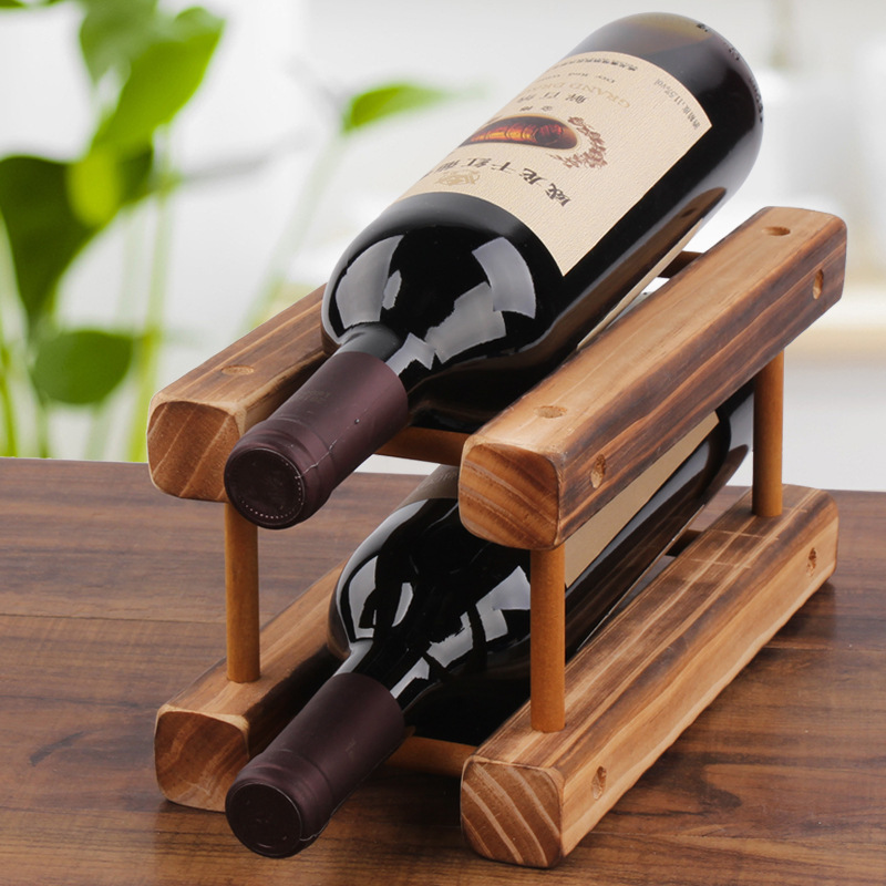 Solid Wood Red Wine Rack DIY Free Assembly Wine Rack European Style Wine Glass Rack Household Red Wine Rack Creative Desktop Ornaments
