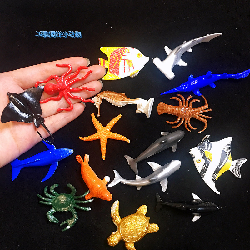 24 mini small size marine animal simulation model toy turtle beach supply underwater world dolphin lobster