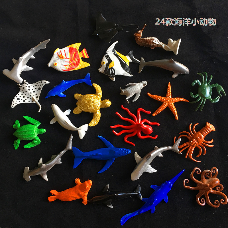 24 mini small size marine animal simulation model toy turtle beach supply underwater world dolphin lobster