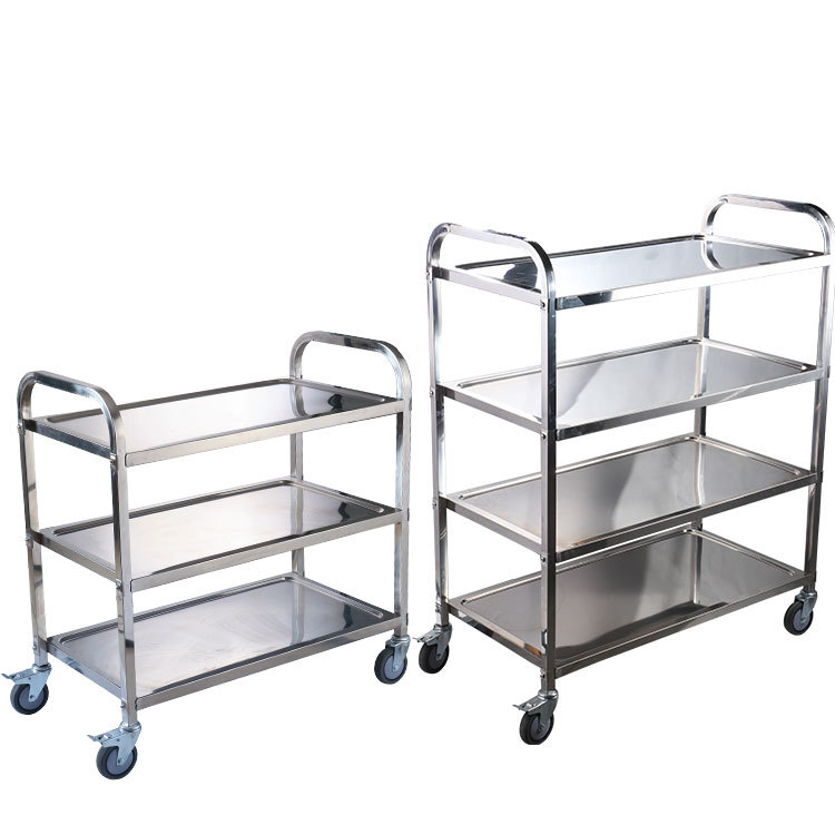 Thickened Stainless Steel Three-Layer Dining Cart, Hotel Food Delivery Cart, Catering Delivery Cart, Food Collection Cart, Bowl Collection Cart