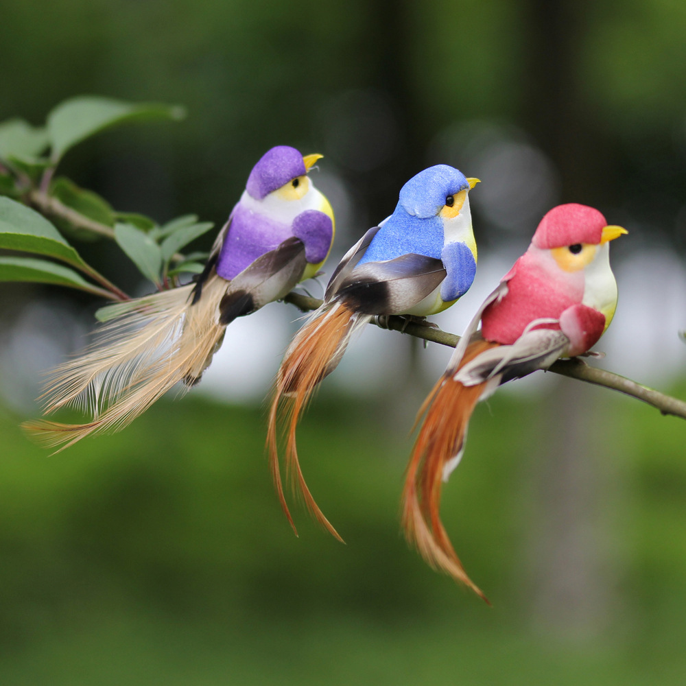 Simulation Bird Mori Bound Branch Plant Decoration Fake Bird Crafts Art Decoration Feather Bird