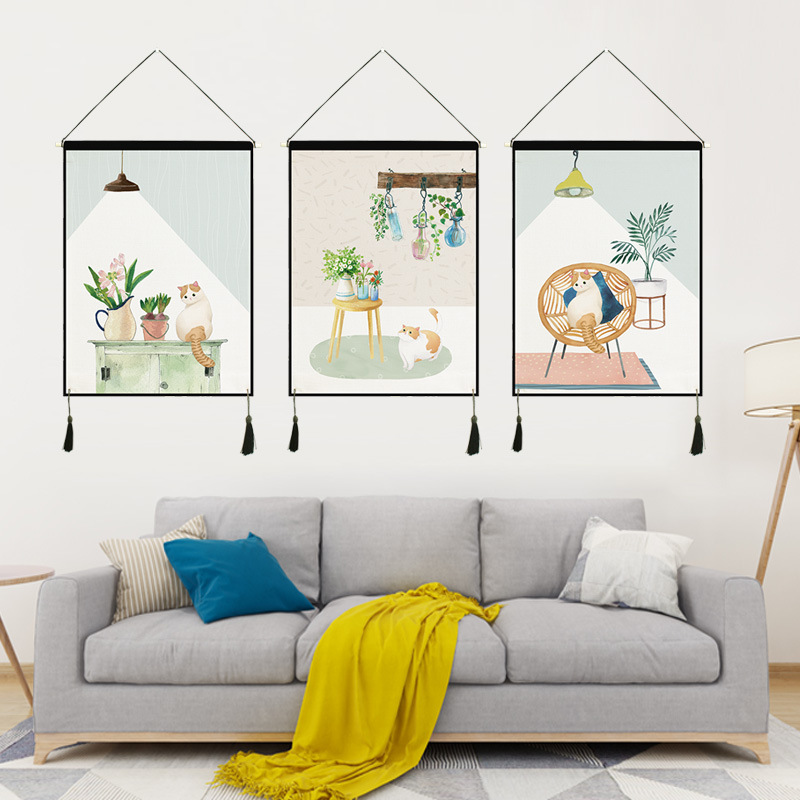 Ручная роспись маленькая висячая картина тканевый декоративный экран защитный висячий занавес полузанавес поддержка карты оптовая продажа нового поколения кросс-бордер