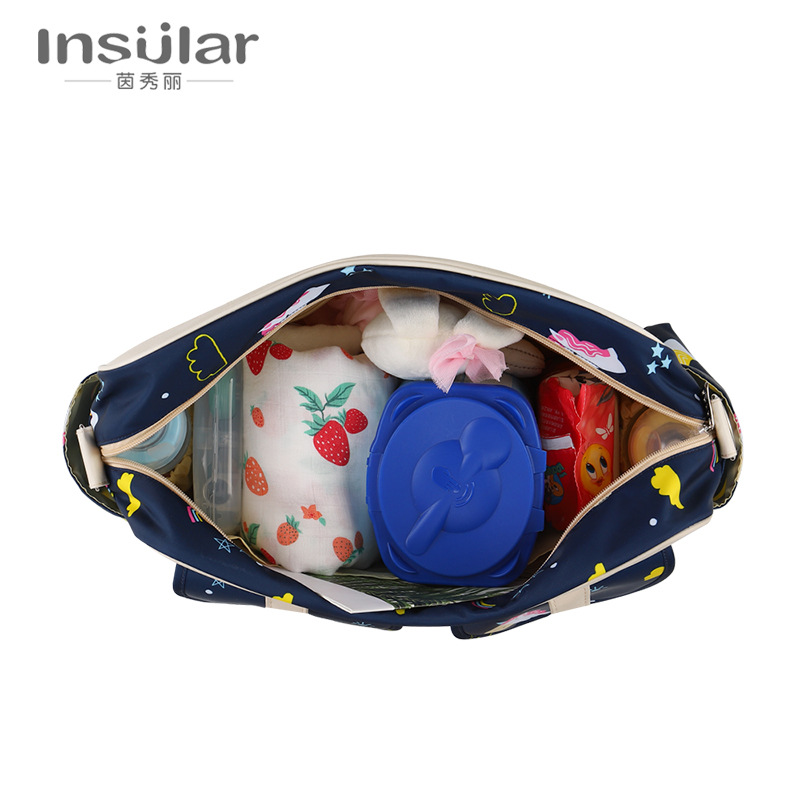 Yinxiuli Waterproof Nylon Printed Shoulder Mom Bag Crossbody Portable Mother and Baby Bag Large Capacity Mommy Bag Cross-Border