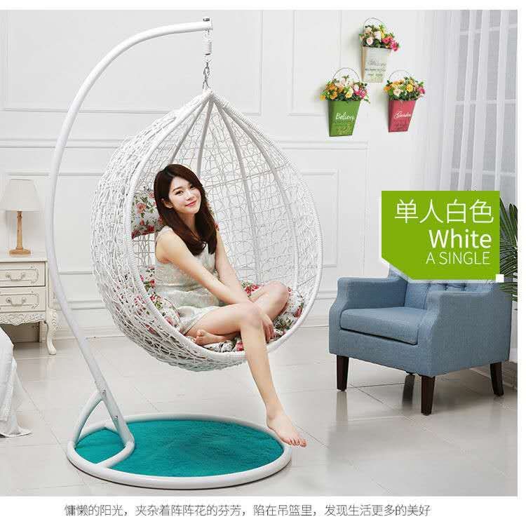 Single Hanging Basket Rattan Chair Bird's Nest Swing Outdoor Hanging Basket Chair Home Rocking Chair Indoor Balcony Hammock Rocking Chair