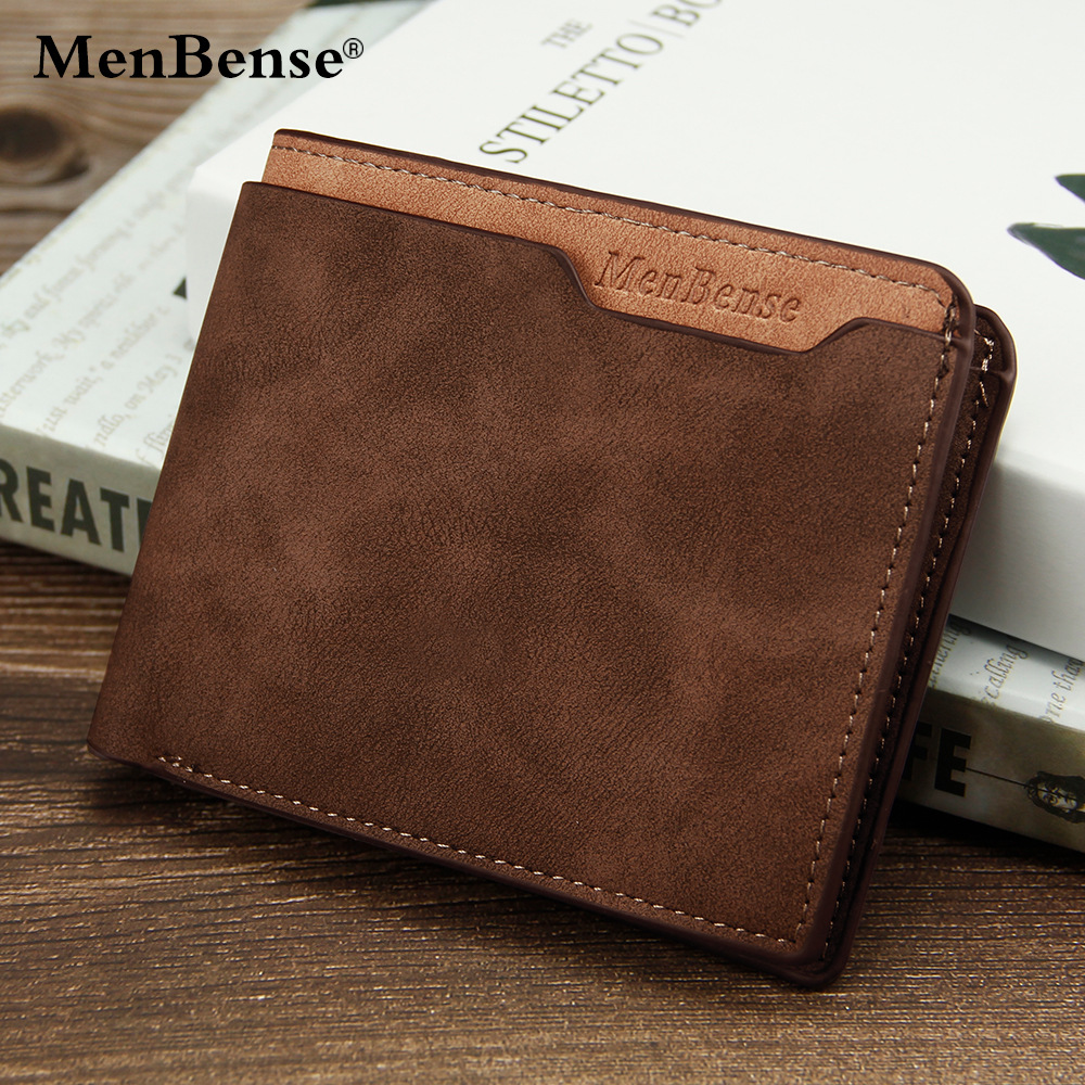 MenBense cross-border new men's frosted short wallet multi-functional fashion casual high quality pu wallet