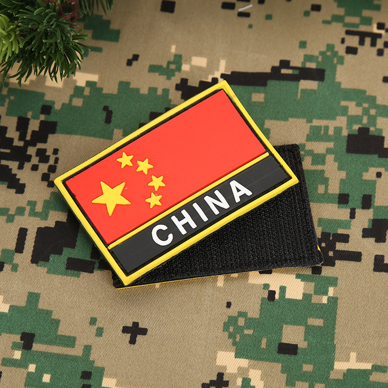 Factory wholesale pvc five-star red flag Velcro personalized military fans morale badge long armband wholesale in stock