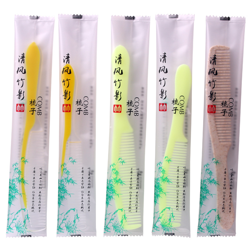 Disposable bagged combs for guestrooms in hotels and homestays Two-color cream wheat straw combs wholesale