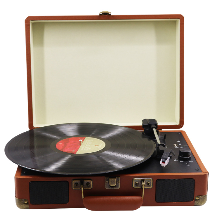 Black rubber record player record player record player suitcase machine black rubber record player gift cross-border e-commerce preferred manufacturers